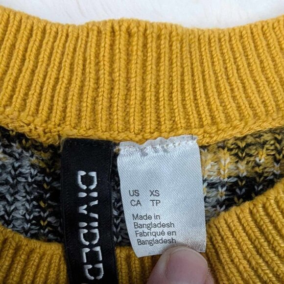 H&M Divided Women's Lightweight Yellow & Black Plaid Sweater Size XS - Picture 9 of 11